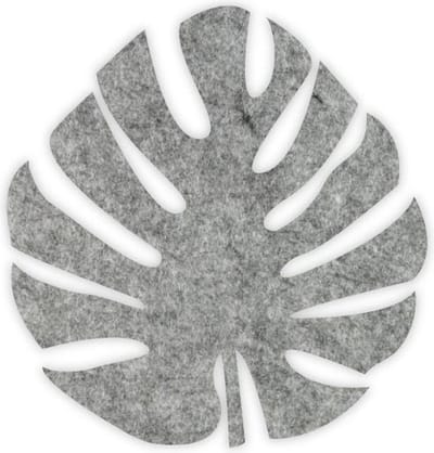 Monstera blad vilt onderzetter - Gemeleerd grijs - 6 stuks - Ø 9,5 cm Rond - Glas onderzetter - Cadeau - Woondecoratie - Woonkamer - Tafelbescherming - Onderzetters Voor Glazen - Keukenbenodigdheden - Woonaccessoires - Tafelaccessoires