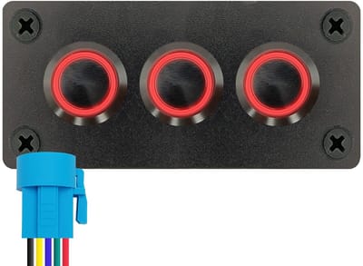 ProRide Metalen Pulsschakelaar 220V OFF-(ON) - Drievoudig inbouwpaneel - 16mm - IP67 - LED indicatie Rood