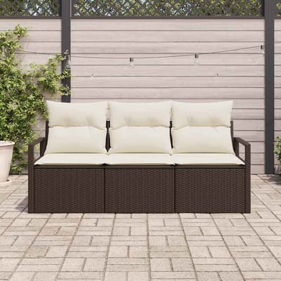 vidaXL - Tuinbank - Set - 3 - st - Bruin - en - wit - poly - rattan