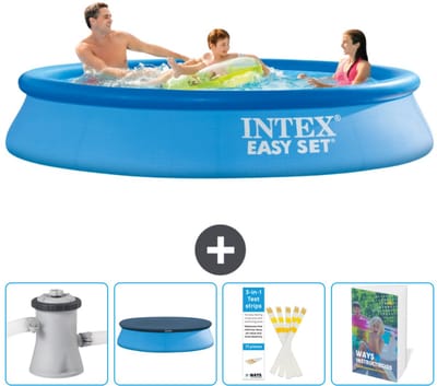 Intex Rond Opblaasbaar Easy Set Zwembad - 305 x 61 cm - Blauw - Inclusief Zwembadfilterpomp - Afdekzeil - Testrips - Zwembadgids