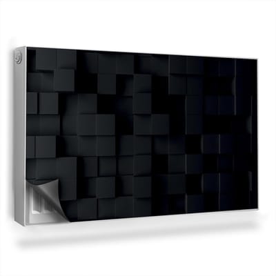 Wallfluent Magnetische Radiatorfolie - Radiatorbeschermer Magnetisch - 100x60 cm - Geometrische Achtergrond Moderne 3D-Kubussen - Radiatorfolie -40 Tot 60°C - Zwart Geometrisch Radiator Mat Bescherming Tegen Krassen