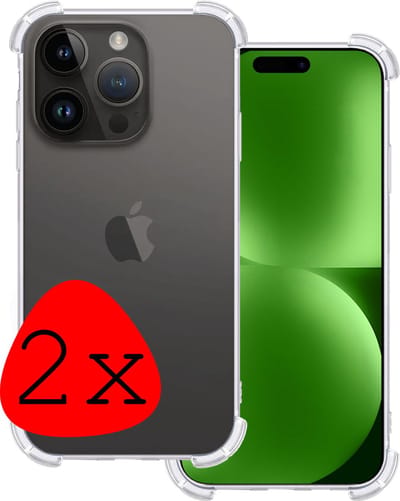 Hoesje 2 Stuks - Geschikt voor Apple iPhone 15 Pro - Sterk & Shockproof - Siliconen Case - Back Cover - Telefoon Hoes Shock Proof - Transparant