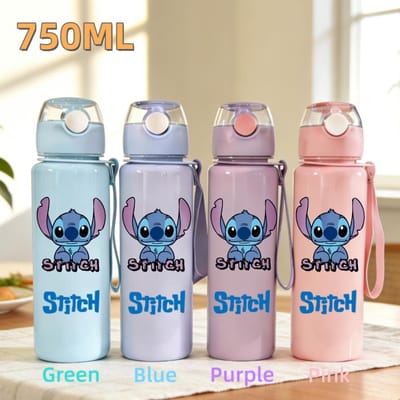 Schattige En Charmante Stitch Waterfles 800ml Kinderen 304 roestvrij staal thermosbeker Meisjes Jongens Sportbeker School Kantoor Bijlage Cadeau Blue