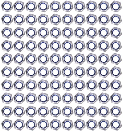Dailygoods- Borgmoeren met Nylon Inzetstuk - Zeskantige Borgmoeren - Set van 100 Stuks - Roestvrij Staal A2-70 - M3/M4/M5/M6/M8/M10/M12 - Assortiment Borgmoeren - Borgmoer