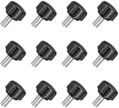 Dailygoods- Klemknoppen 12 stuks - M5 x 10 mm - Gekartelde Duimschroef - Koolstofstaal - Thermohardende Plastic - Eenvoudige Installatie - Duimschroeven