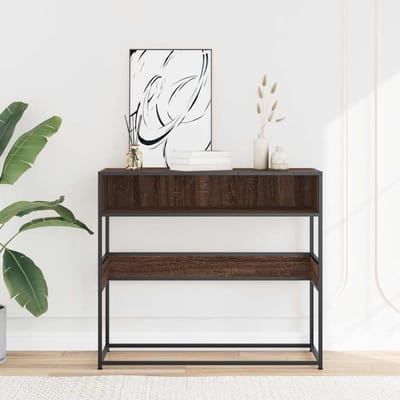 vidaXL - Wandtafel - 90x35x80 - cm - bewerkt - hout - bruin - eikenkleur
