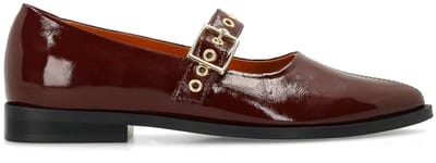 Manfield - Dames - Burgundy lakleren loafers - Maat 36