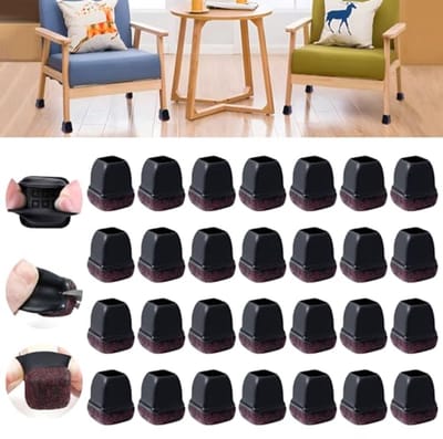 32PCS Zwarte Siliconen Stoelpootdoppen voor Vloerbescherming - Rubberen Meubelvoeten Beschermers