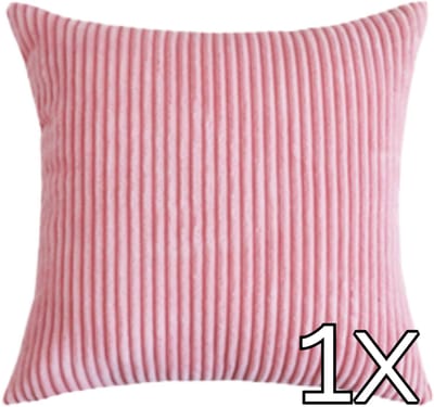 Kussenhoes Zachte Ribstof - Roze - 45x45 cm - Gestreept Corduroy Kussenhoes - Ribfluweel Kussen - Sierkussen Zonder Vulling - Bankkussen / Zetelkussen / Decoratiekussen - Vele diverse kleuren