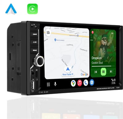 Boscer Autoradio 2Din Universeel - Apple Carplay & Android Auto (Draadloos) - 7 Inch HD IPS Touchscreen - USB, USB-C, SD & AUX - Bluetooth - Achteruitrijcamera