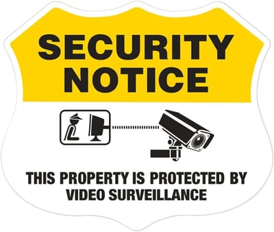 Beveiligingssticker - Waarschuwingslabel - Camerabeveiliging - UV-bestendig - 10x10cm