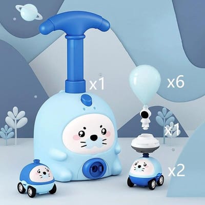 Kinderen Raket Ballon Launcher Speelgoed Educatief Inertieel Luchtkracht Ballon Auto Toren Wetenschap Speelgoed voor Jongens Meisjes Kerstcadeau blauw