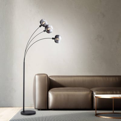 JUST LIGHT. GmbH Vloerlamp Zea, 3-lamps, rookgrijs/zwart, glas, E14