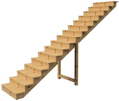 BERLIN Houten Buitentrap - 16 Gesloten Treden 275 cm Hoog - 100 cm Breed