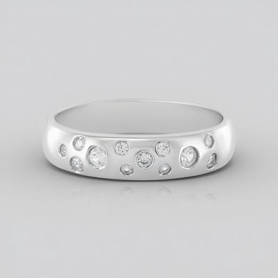 Cavill - Zilveren ring 925 Sterling zilver geplatineerd - 12 Cambodjaanse zirkonen totaal 0,505 ct - Brede elegante ring modern design dames