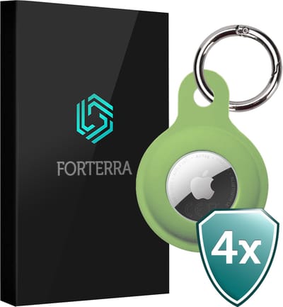 Forterra Sleutelhanger - Geschikt voor Apple AirTag 2e generatie - Houder - Siliconen Hoesje - Lichtgroen - 4 PACK