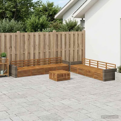 vidaXL - Buiten - bank - set - 9 - st - Naturel - Massief - acaciahout