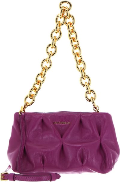 COCCINELLE Leren Schoudertas Avondtas Ophelie Goodie Rock Handbag Craquele Leather Dahlia Paars