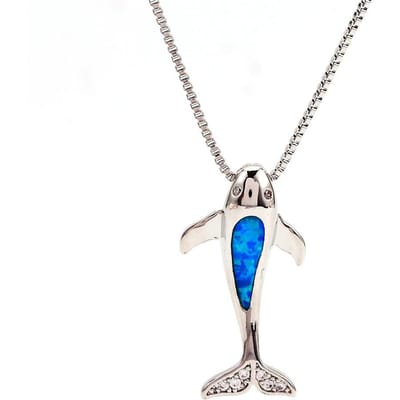 Gouden Blauw Wit Driedimensionale Walvis Hanger Dames Gepersonaliseerde Veelzijdige Ketting