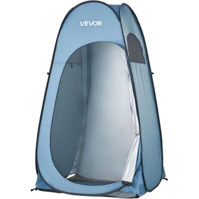VEVOR Douchetent (119x119x210 cm) Pop-up Toilettent met snelle opzet, Omkleedtent inclusief haringen, touwen en draagtas, gemaakt van 190T polyester, ideaal voor kamperen, strand, vissen, blauw