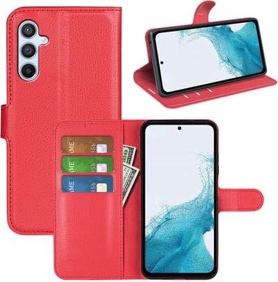 MobyDefend Hoesje - Geschikt voor Samsung Galaxy A54 - Kunstleren Wallet Book Case (Sluiting Voorkant) - Rood