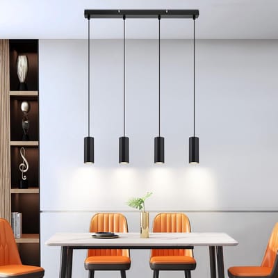 Glitzerlife - Hanglampen - modern industrieel - 4xGU10 - verstelbaar - metalen pendellamp - Ø170cm - zwart - hanglampen eetkamer industrieel woonkamer