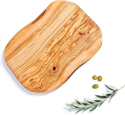 Natuurlijke olijfhouten snijplank omkeerbaar - handgemaakt - ca. 30 x 18 cm (+-3 cm) - kaasplank - ontbijtplank - serveerplank - karakterplank - keukensnijplank