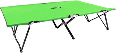 Opvouwbare Tweepersoons Loungemat / Campingbed - Groen Staal Frame