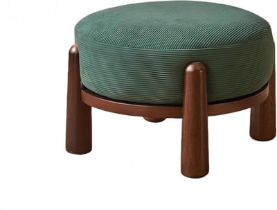 Houten Voetenbankje - Poef Krukje - Ontspannen Zitten - Traagschuim Vulling - 35x35x30 cm - Groen