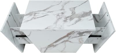 Salontafel met onregelmatige vorm – Salontafel in marmerlook – Makkelijk te reinigen salontafel – Salontafel – Theetafel – 70 x 70 x 37 cm