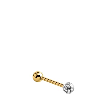Lucardi Dames Tongpiercing barbell kristal - Piercing - Cadeau - Staal - Goudkleurig