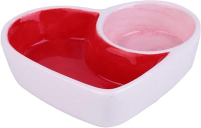 Voerbak Huisdier - Kom Kleine Dieren - Voeren en Wateren - Keramisch Zwaar Gewicht - 9.5 cm - Rood