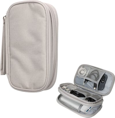 kwmobile kunststof powerbank hoesje met rits - Geschikt voor Anker PowerCore 20000 / 20100 / 10000 / 13000 mAh - Binnenmaat 17,5 x 8 cm - Beschermhoesje in grijs