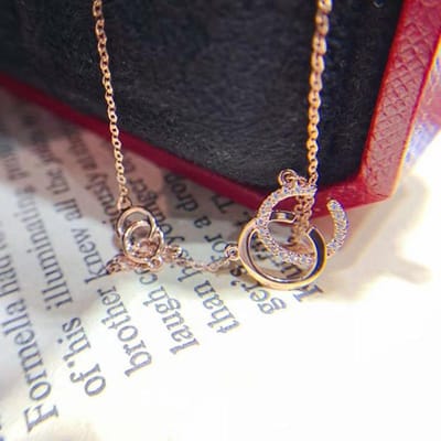 Flash Diamant Dubbele C Sleutelbeenketting Eenvoudig Klein Fris Student Temperament Bosstijl Chic Ketting Vrouwen gray