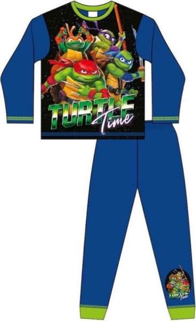 Ninja Turtles - Pyjama - Maat 104/110 - Blauw - Teenage Mutant "Turtle Time" - Kinderpyjama - Katoen