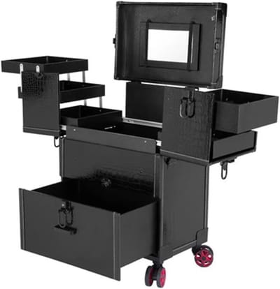 Beauty Trolley - Make-up Koffer - Professioneel Gebruik - Afneembare Wielen - 37x24x49 cm - Paars