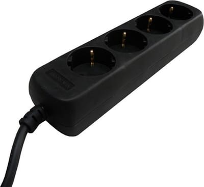 4-voudige Stekkerdoos zwart 1.5 meter