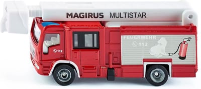 siku 1749, Brandweerwagen Magirus Multistar TLF met hoogwerker, 1:87, metaal/kunststof, rood/wit, uitschuifbare ladder