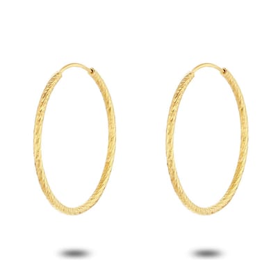 Twice As Nice Oorbellen in 18kt verguld zilver, gehamerd, 27 mm