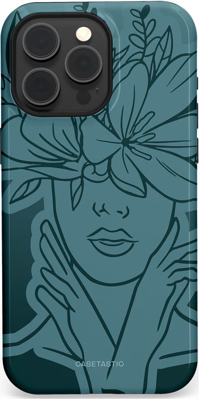 Casetastic hoesje geschikt voor Apple iPhone 15 Pro Max - MagSafe - Dubbellaagse bescherming - Flora Femme - Fashion Case - Petrol Donkergrijs Grijs