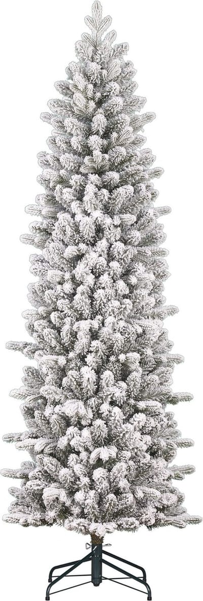 Black Box Trees Harma Pilar Kerstboom - Kerstversiering voor Binnen - Kunstboom met Volle Uitstraling - Smalle Boom met Sneeuweffect - Groen Frosted - H215 x Ø66 cm