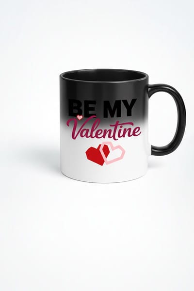 Magische Mok Valentijn 'Be My Valentine' - Warmtegevoelige Koffie- of Theemok met Hartjes Verrassing