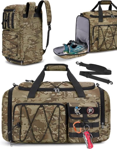 Sporttas Rugzak - Reistas Schoudertas - Sporten Reizen - 3-in-1 Veelzijdig - 45 Liter - Khaki Camouflage