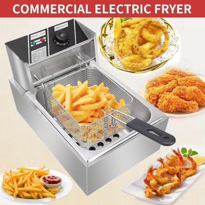 Elektrische Friteuse - Professionele Frituurpan - Commercieel Gebruik - Koude Zones Technologie - 6 Liter Inhoud - Zilver