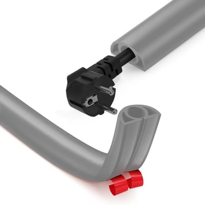 Dailygoods - IVEOPPE Flexibele zelfklevende kabelgoot - 3 m x 20 mm x 10,2 mm - Flexibele kabelgoot - Voor thuis, kantoor, school, magazijn (1 kabel/3 m, grijs)