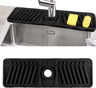 Absorberende Siliconen Mat voor Keuken- en Badkamerspoelbak, Splash Guard en Druppelbescherming voor Kranen
