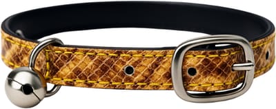 Animalking Kattenhalsband - Kattenbandje met Belletje - Halsband Kat - Cat Collar - Bruin Slangenleer