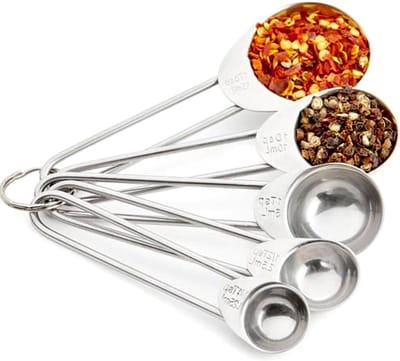 Solidchoice- Maatlepels Set 5 Stuks - Roestvrij Staal - Keukenweegschaal - Maatcups - Maatlepels Koffie/ Thee - Nauwkeurig en Duurzaam - Maatlepelset