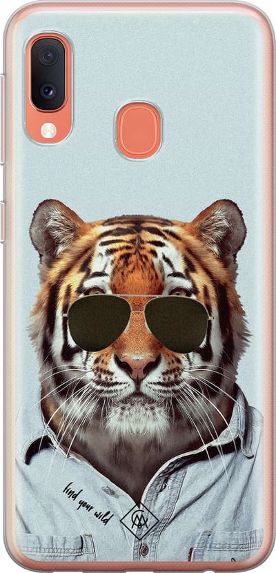 Casimoda® hoesje - Geschikt voor Samsung A20e - Tijger Wild - Backcover - Siliconen/TPU - Groen