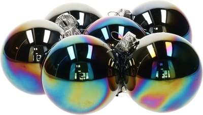 Decoris Kerstballen - 6x stuks - zwart parelmoer - D8 cm - glas - glans en mat - kerstversiering - Kerstboomversiering